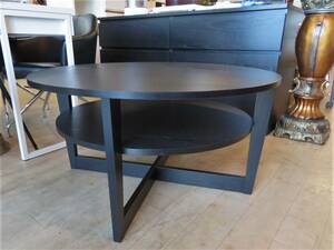 【愛知店舗】IKEA イケア VEJMON コーヒーテーブル ラウンド型 ブラックブラウン リビングテーブル 直径90cm×高さ47.5cm 引き取り歓迎