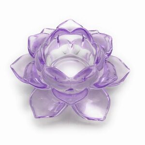 キャンドルホルダー 蓮の花 ガラス製 クリア (パープル)