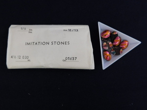 2897△未使用 チェコビーズ IMITATION STONES ピンク系×イエロー系 プレシオサ