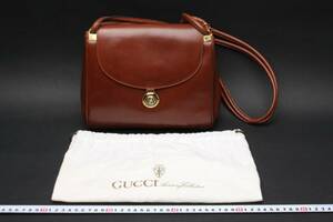 4786 GUCCI グッチ バンブー オールドグッチ ターンロック ヴィンテージ レザー ショルダーバッグ 布袋付