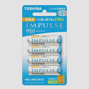 送料無料★TOSHIBA ニッケル水素電池 充電式IMPULSE スタンダードタイプ 単3形充電池 4本 TNH-3ME4P