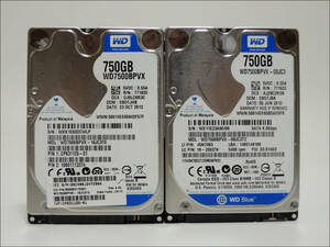 WD 2.5インチHDD WD7500BPVX 750GB SATA 2個セット #12252