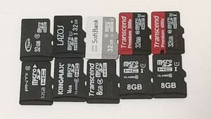 10枚セット microSDHCカード 32GB〜8GB マイクロSDカード　used ジャンク扱い　