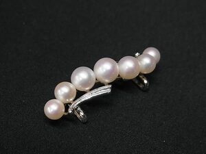 1円 ■美品■ MIKIMOTO ミキモト 本真珠 アコヤ真珠 パール 約5mm〜7mm SV925 帯留め アクセサリー レディース シルバー系 BK0304