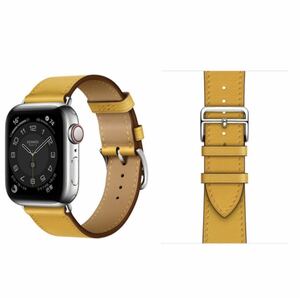 アップルウォッチ バンド 革ベルト　38/40/41mm シリーズ234567SE 対応　Apple Watch バンド　黄色