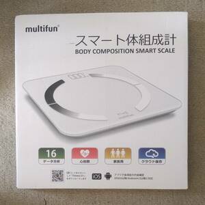 ☆彡【綺麗美品】　multifun 体重計 体組成計 体脂肪計 スマホ連動 Bluetooth対応 強化ガラス採用 BIA技術 ブラック No32