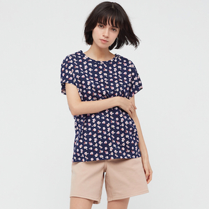 レア☆新品☆完売☆ ポール&ジョー グラフィックTシャツ 半袖カットソー M L XL 花模様 UNIQLO 紺色 ネイビー paul&joe ペア 親子お揃いで