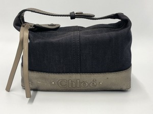 クロエ Chloe デニムレザー・ハンドバッグ ネイビー・デニム