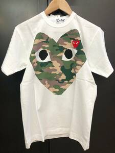 COMME des GARCONS PLAY Tシャツ　白×迷彩ハート　メンズMサイズ