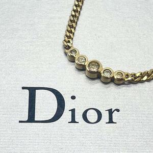 希少 クリスチャンディオール Christian Dior ネックレス アクセサリー 5連 カラーストーン ラインストーン Dior 刻印 ゴールド 金 高級品