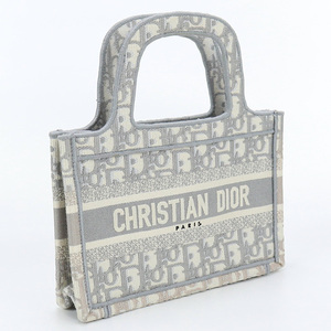 中古良品ディオールChristian Dior ブックトート バッグ ミニ ジャガード グレー系　 ランク：A us-2 レディース