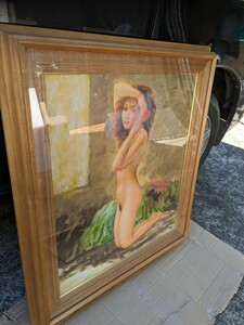 油絵 直筆 裸婦 油彩画 絵画 パリ 油彩　59.5×67　美人画　