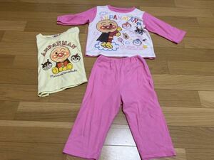 アンパンマン 長袖パジャマ　90センチ 上下セット　半袖Tシャツ　キッズ　ベビー服　女の子女子　ピンク　ドキンちゃん　ルームウェア