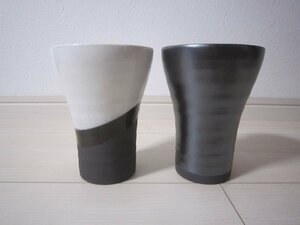 未使用！陶器 ビア タンブラー ペアグラス Hmロゴ 刻印 陶磁器 和食器