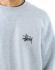 USA正規品 【XL】 Stussy ステューシー Basic Logo ベーシック ロゴ スウェット Crewneck トレーナー クルーネック 新品 グレー アッシュ