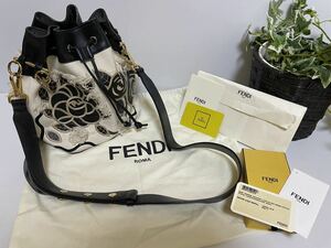 ★美品　フェンディ　FENDI モントレゾール　スモール　ショルダーバッグ　ハンドバッグ　巾着　MON TRESOR small　花柄　バラ　ローズ　