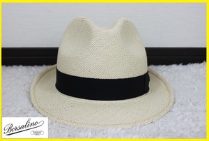 【送料無料】新品ボルサリーノ（Borsalino） パナマハット　パナマ帽　パナマキート　スモールブリム（ベージュ×ブラック）サイズ60