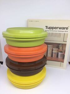 ◆昭和レトロ◆タッパーウェア【シールアンドサーブ 丸形容器 4色セット】Tupperware◆