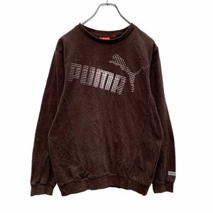 PUMA スウェット トレーナー キッズ XL 160～ ブラウン プーマ スポーツ ロゴ プリント 古着卸 アメリカ仕入れ a411-5302