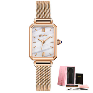 Sunkta 2021新高級ブランド日本クォーツ高品質の防水レディース腕時計　女性ステンレス鋼メッシュローズゴールドギフト時計
