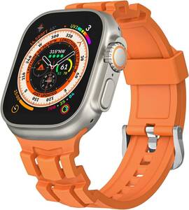 Apple watch バンド　42/44㎜　アップルウォッチバンド 交換用 シリコンベルト　スポーツバンド　オレンジ