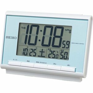 セイコークロック SEIKO SQ698L パール 薄青 表示 湿度 温度 セイコー Clock Seiko 19