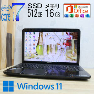 ★美品 最上級4コアi7！新品SSD512GB メモリ16GB★T552/58HB Core i7-3630QM Webカメラ Win11 MS Office2019 Home&Business★P70453