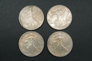 (760)外国貨幣 アメリカ ウォーキングリバティコイン 純銀1ドル銀貨1オンス銀貨 4枚 1989年イーグル 直径約40.7㎜量目約125.35gコイン