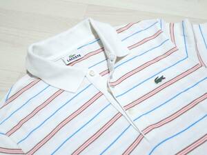 ☆LACOSTE　☆ラコステ　☆㈱ファブリカ　☆日本製　☆ボーダー柄　☆半袖ポロシャツ　☆メンズ　☆サイズ2　☆Sサイズ相当 