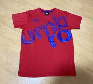 良好　アンブロ ロゴ半袖Tシャツ 赤レッド×青ブルー メンズS サッカーフットサル 半袖シャツ