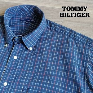 トミーヒルフィガー　半袖チェックシャツ　サイズ 15 1/2 （M〜L相当）ボタンダウンシャツ　TOMMY HILFIGER　メンズ　コットン　a11