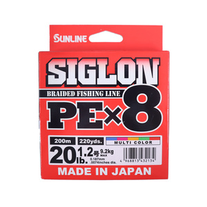 SIGLON PEｘ8 マルチカラー 200ｍ 20LB/1.2号 高品質8本組PEライン SUNLINE 釣り糸 ライン