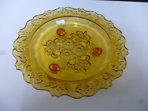 昭和レトロ　TOYOガラス　デザートプレート アンバー 皿 琥珀 インテリア ディスプレイ 
