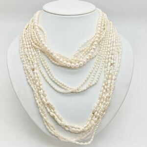 「淡水パールネックレス5点おまとめ」m 約141g真珠 ケシ バロック ベビー pearl Pearl necklace jewelry silver DA0