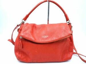 kate spade ケイトスペード レザー 2WAY セミショルダー バッグ オレンジ ■■ ☆ dkc4 レディース