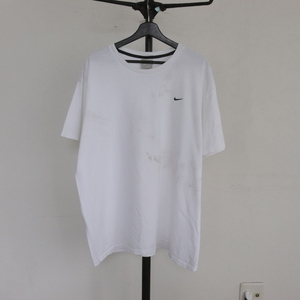 W391 2000年代製 NIKE ナイキ 刺繍プリントTシャツ スウォッシュ■00s 表記XLサイズ 白 ホワイト アメカジ ストリート ビッグサイズ 90s