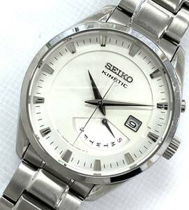 T04/160 SEIKO セイコー KINETIC キネティック 時計 アナログ腕時計 5M84-0AB0 デイト 裏スケルトン 純正ブレス SS