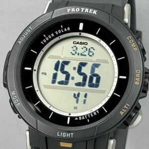 未使用同様 極美品PROTREK PRG-30-1JF Camper Line（キャンパーライン）タフソーラー 方位/温度/高度計搭載 トリプルセンサー ブラック