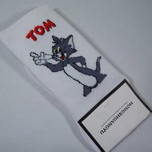 トムとジェリー　トムの靴下22～25㎝　レディースソックス　白色