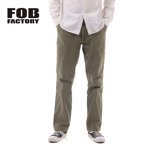 【サイズ 3】【L】FOB FACTORY エフオービーファクトリー バックサテン ベイカーパンツ オリーブ 日本製 F0431 BAKER PANTS ミリタリー