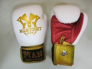 ★超限定セール★10oz★新入荷★MAN FIGHT★ボクシンググローブ★白/金★PU製より優れたマイクロファイバー製★マジックテープ式★