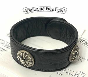 CHROME HEARTS ODDBALL BLK LTHRクロムハーツ オッドボール レザー ブレスレット バングル CHプラス シルバー インボイス付き 正規品