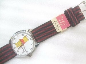 デッドストック未使用70sセイコーディズニータイムくまのプーさん手巻純正ベルト付き腕時計動品　U638