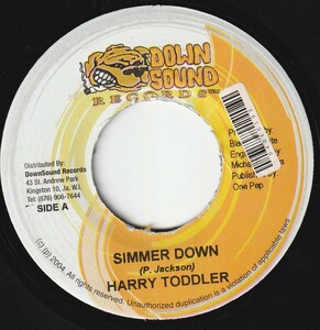 JA盤7"EP★Harry Toddler★Simmer Down～Bob Marley & The Wailers替歌★カリプソRiddim～Corn Piece★2004年★Down Sound★超音波洗浄
