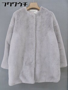 ◇ natural couture ナチュラルクチュール フェイクファー 長袖 コート サイズF グレー レディース