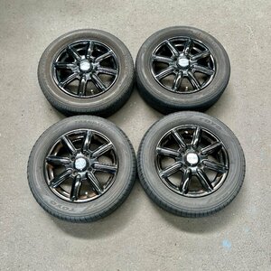 タイヤ付き社外ホイール4本セット　TAW Leowing WXJ(レオウィング)　黒色　13×4.0B　+43　100　4穴　155/65R13　2023年製　4ミリ