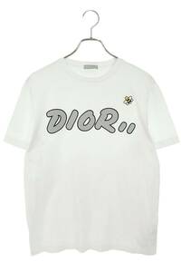 ディオール DIOR カウズ 19SS 923J611X1241 サイズ:XS フロッキーロゴBEE刺繍Tシャツ 中古 SB01