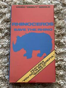 ♪【 VHS ビデオ 】 RHINOCEROS ライナセロス SAVE THE RHINO セーブ ザ ライナ ミュージック ビデオテープ 江川ほーじん USED 中古♪