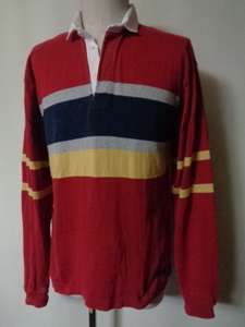 80s 90s L.L.Bean エルエルビーン ラグビーシャツ ラガーシャツ ボーダー アメリカ製 USA製 レッド ネイビー XLサイズ ヴィンテージ