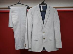 HUGO BOSS/ヒューゴボス メンズスーツ シングルスーツ コットン 水色×白 ストライプ 46サイズ S-Mサイズ クリーニング済み